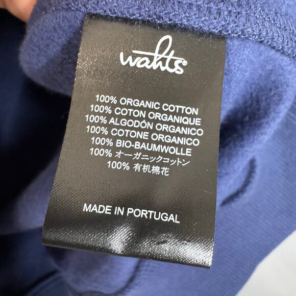 WAHTS  Long Sleeve Crew Neck.Sweatshirt Mens M Zip Pocket Organic Cotton Blue - Picture 5 of 10